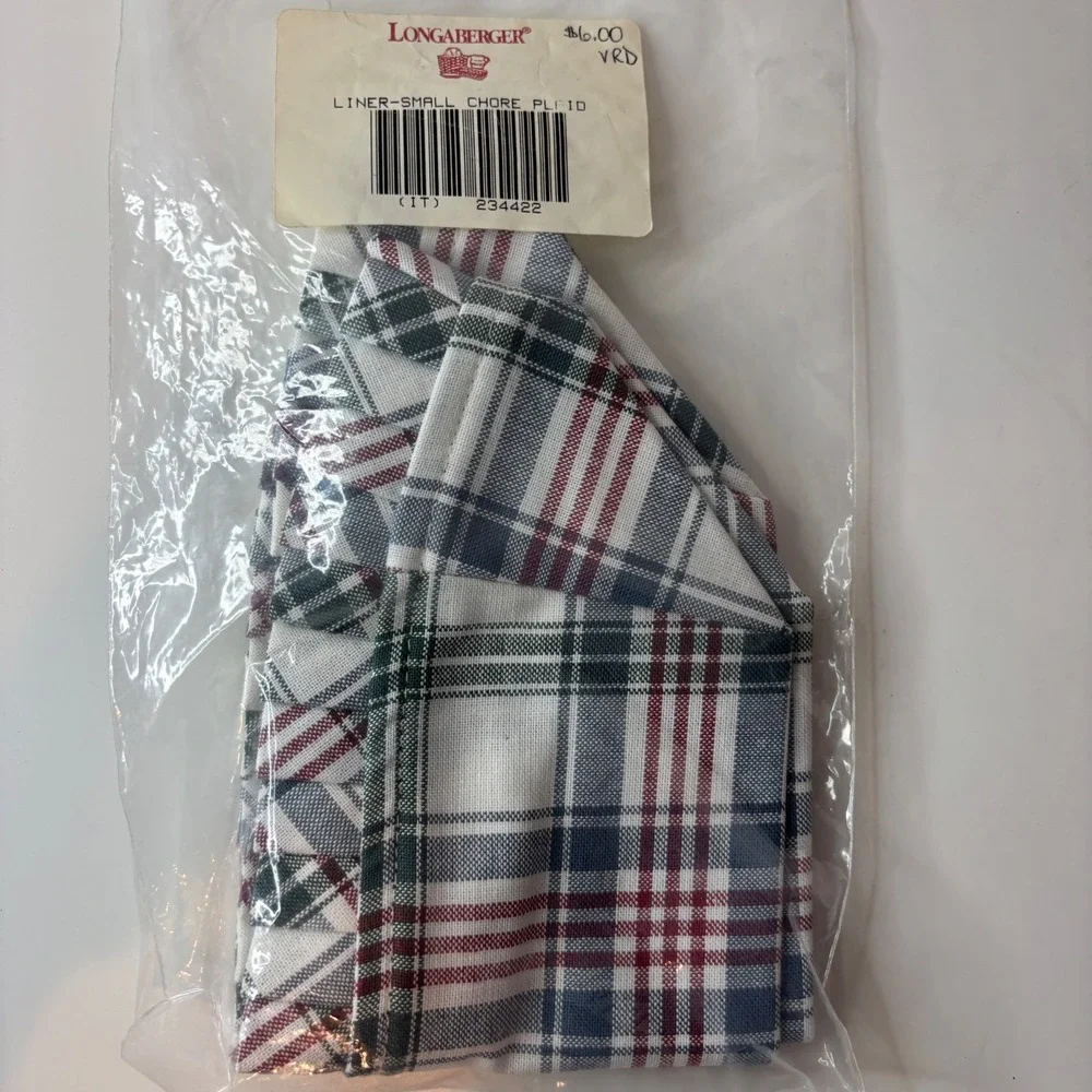 Longaberger Basket Liner Small Chore Plaid Multicolor Ruffled Cotton 234422